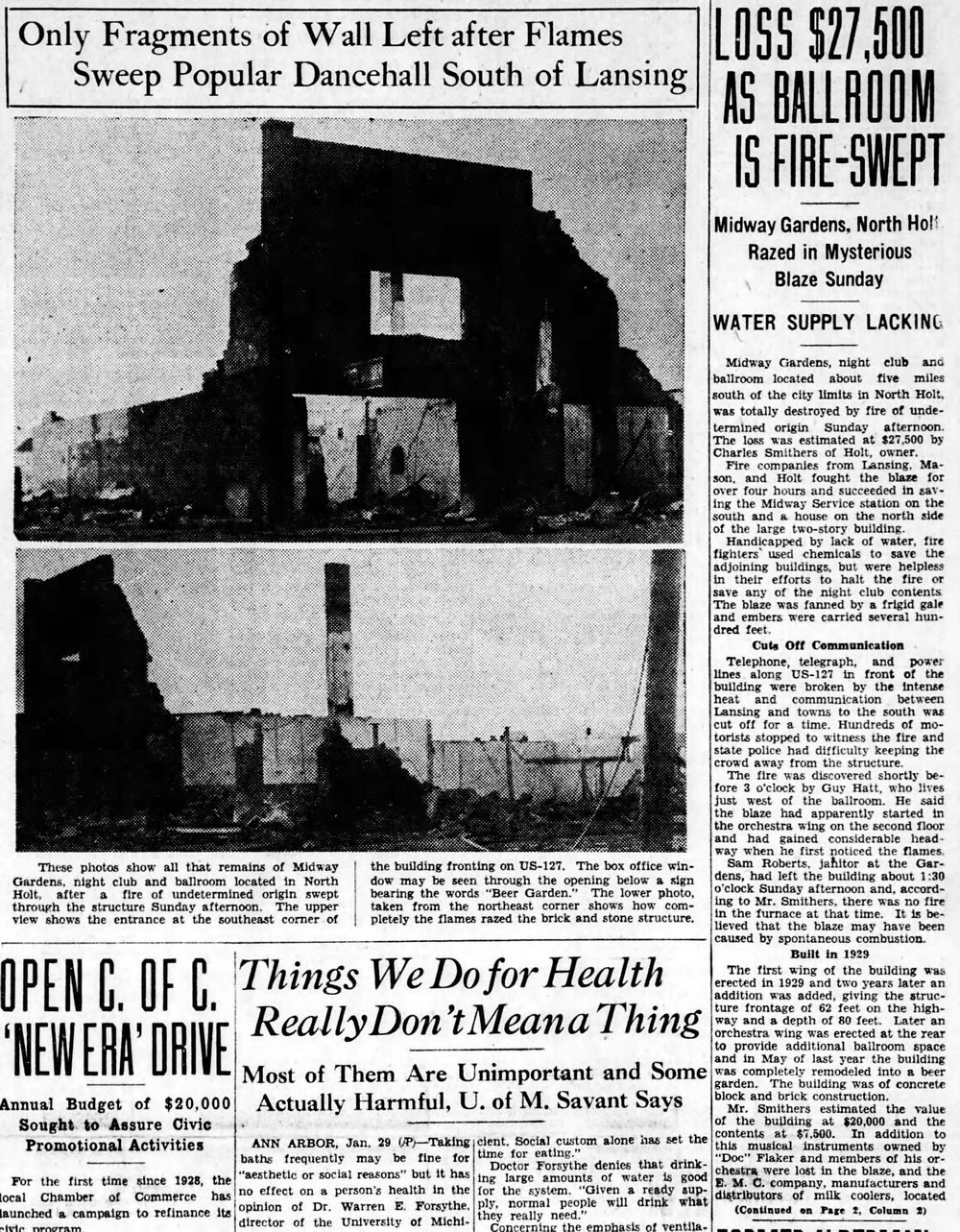 Midway Gardens (Midway Ballroom) - Jan 1934 Fire